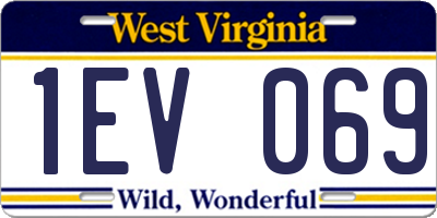 WV license plate 1EV069