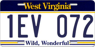 WV license plate 1EV072