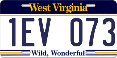 WV license plate 1EV073