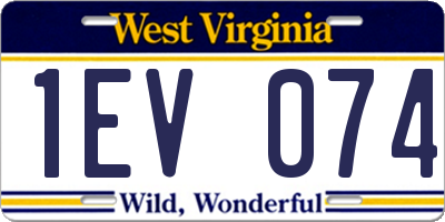 WV license plate 1EV074