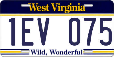 WV license plate 1EV075