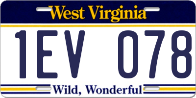 WV license plate 1EV078