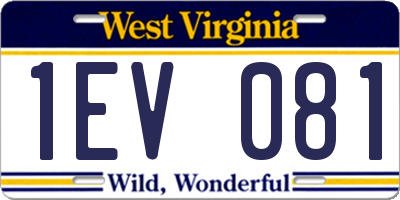 WV license plate 1EV081