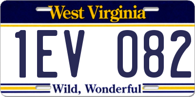 WV license plate 1EV082