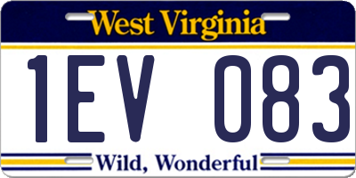 WV license plate 1EV083