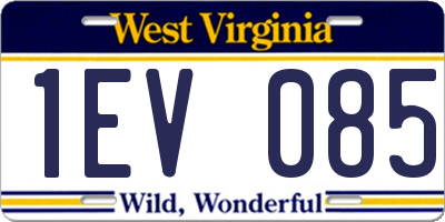 WV license plate 1EV085