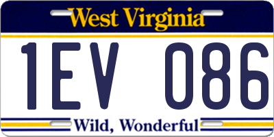 WV license plate 1EV086