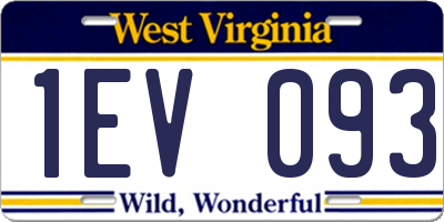 WV license plate 1EV093