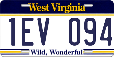 WV license plate 1EV094
