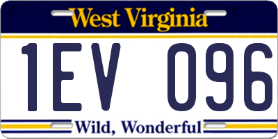 WV license plate 1EV096