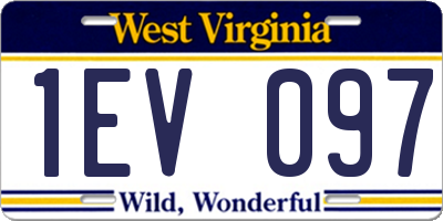 WV license plate 1EV097