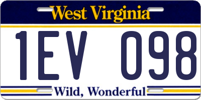 WV license plate 1EV098