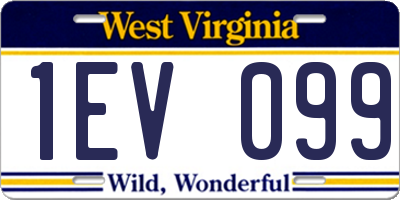 WV license plate 1EV099