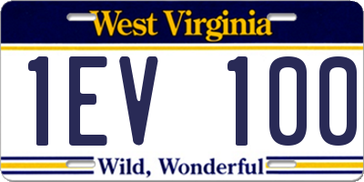 WV license plate 1EV100