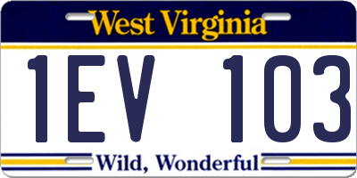 WV license plate 1EV103