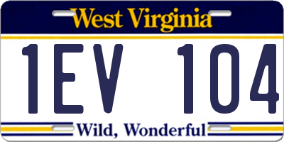 WV license plate 1EV104