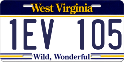 WV license plate 1EV105