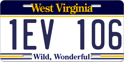 WV license plate 1EV106
