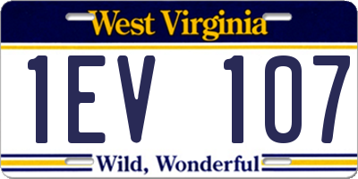 WV license plate 1EV107