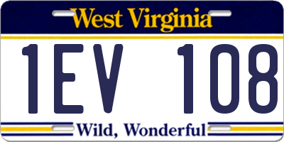 WV license plate 1EV108
