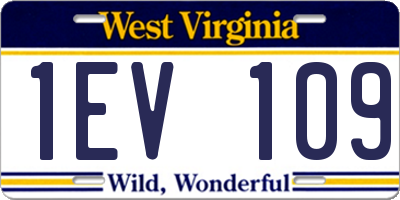 WV license plate 1EV109