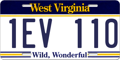 WV license plate 1EV110