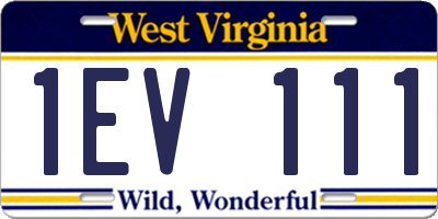 WV license plate 1EV111