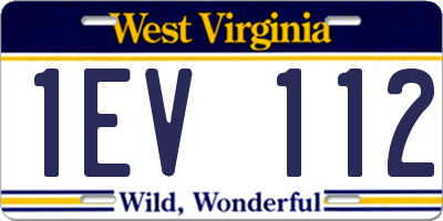 WV license plate 1EV112