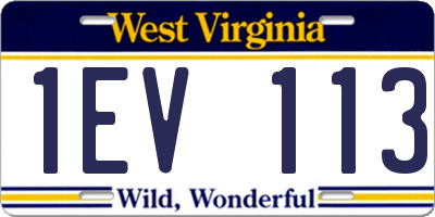 WV license plate 1EV113