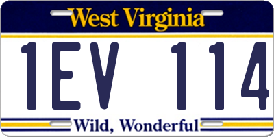 WV license plate 1EV114