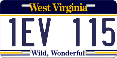 WV license plate 1EV115
