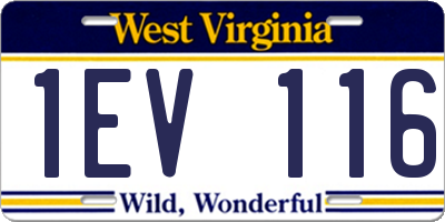 WV license plate 1EV116