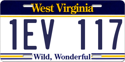 WV license plate 1EV117