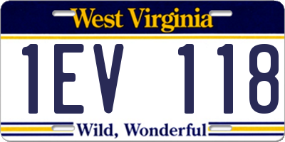 WV license plate 1EV118