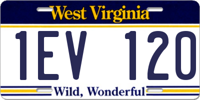 WV license plate 1EV120