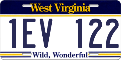 WV license plate 1EV122