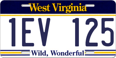 WV license plate 1EV125