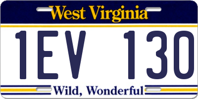 WV license plate 1EV130