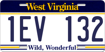 WV license plate 1EV132