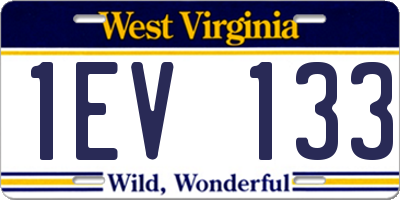 WV license plate 1EV133