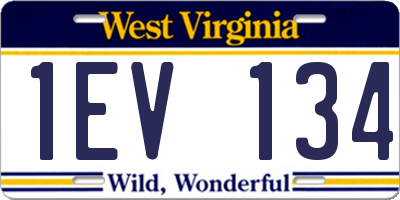 WV license plate 1EV134