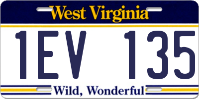 WV license plate 1EV135