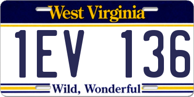 WV license plate 1EV136