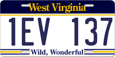 WV license plate 1EV137