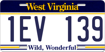 WV license plate 1EV139