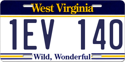 WV license plate 1EV140