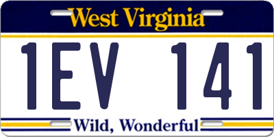 WV license plate 1EV141