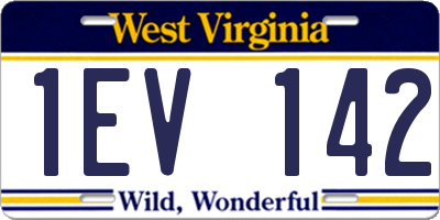 WV license plate 1EV142