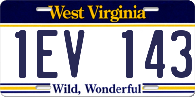 WV license plate 1EV143