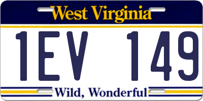 WV license plate 1EV149